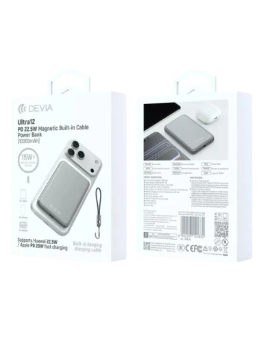 DEVIA BATERIA AUXILIAR MAGSAFE ULTRA12 PD 22.5w 10000mAh GRIS