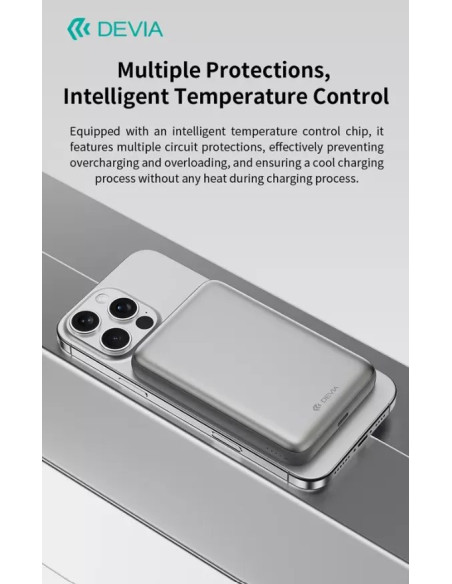 DEVIA BATERIA AUXILIAR MAGSAFE ULTRA12 PD 22.5w 10000mAh GRIS