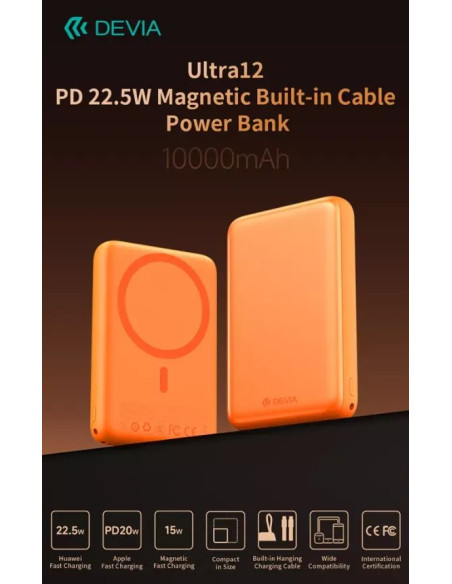 DEVIA BATERIA AUXILIAR MAGSAFE ULTRA12 PD 22.5w 10000mAh GRIS