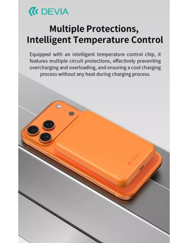 DEVIA BATERIA AUXILIAR MAGSAFE ULTRA12 PD22.5w 10000mAh NARANJA