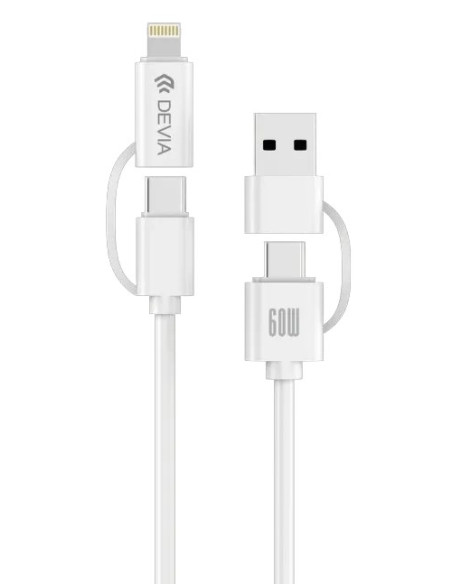 DEVIA CABLE LITE1 USBa - USBc + USBc - LIGHTNING 60W 1,2m