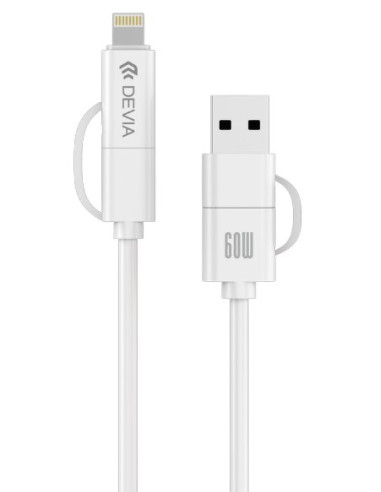 DEVIA CABLE LITE1 USBa - USBc + USBc - LIGHTNING 60W 1,2m