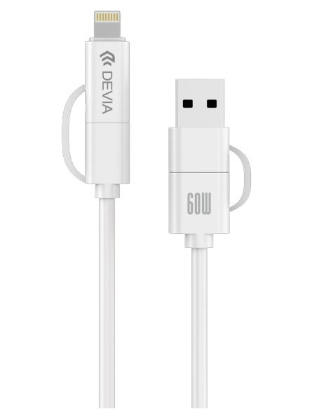 DEVIA CABLE LITE1 USBa - USBc + USBc - LIGHTNING 60W 1,2m