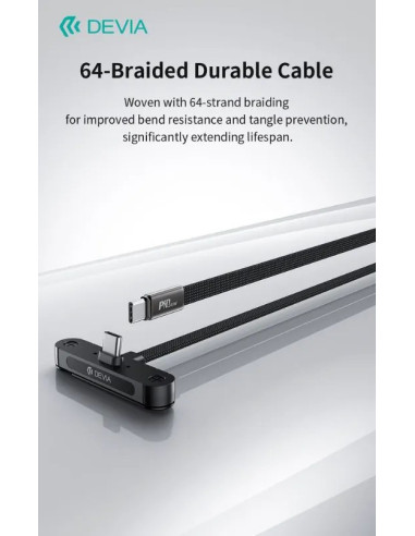 DEVIA CABLE TIPO C A TIPO C 240w 1.5m CON SOPORTE