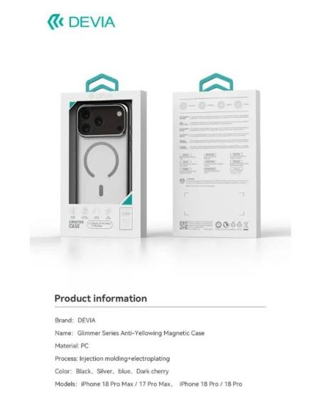 DEVIA CARCASA GLIMMER MAGNETIC IPHONE 18 PRO/17 PRO AZUL GLACIAL