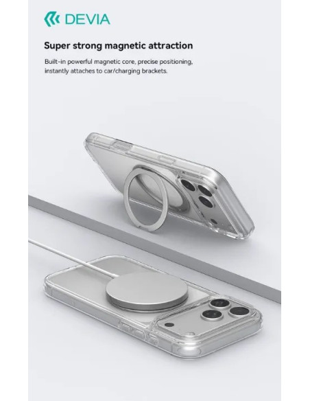 DEVIA CARCASA MAGNETIC SOPORTE GIRATORIO IPHONE 18 PRO MAX TRANSPARENTE