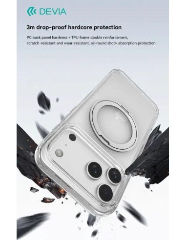 DEVIA CARCASA MAGNETIC SOPORTE GIRATORIO IPHONE 18 PRO TRANSPARENTE