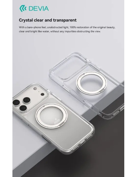DEVIA CARCASA MAGNETIC SOPORTE GIRATORIO IPHONE 18 PRO TRANSPARENTE
