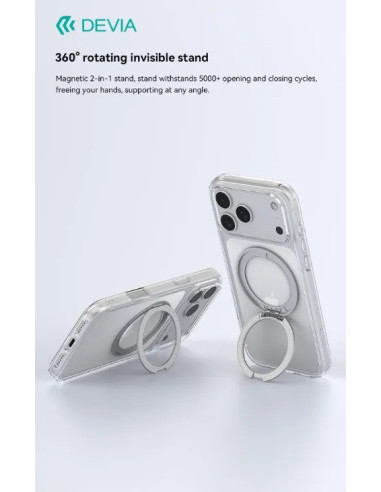 DEVIA CARCASA MAGNETIC SOPORTE GIRATORIO IPHONE 18 PRO TRANSPARENTE