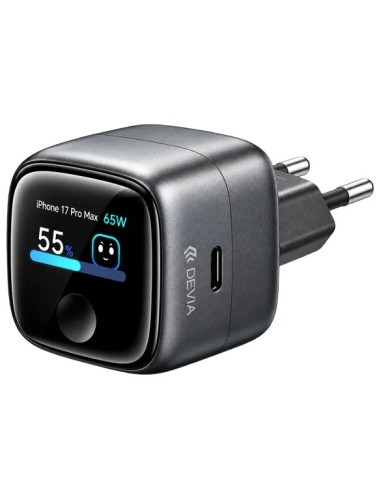 DEVIA CARGADOR MINI SMART DISPLAY 65W GRIS