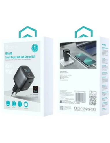 DEVIA CARGADOR MINI SMART DISPLAY 65W GRIS
