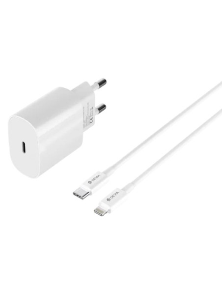 DEVIA CARGADOR ROCKET PD 20W + CABLE C-LIGHTNING BLANCO