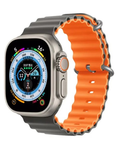 DEVIA CORREA SILICONE TWO-TONE SPORT6 APPLE WATCH 42/44/45/49mm GRIS/NARANJA