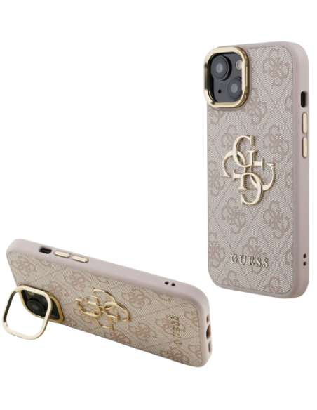 GUESS CARCASA 4G SOPORTE CAMARA IPHONE 15 ROSA
