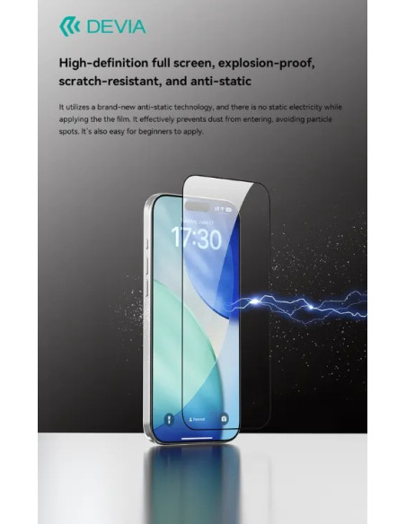DEVIA CRISTAL TEMPLADO CON APLICADOR IPHONE 18 PRO/17PRO