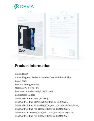 DEVIA FUNDA ELEGUARD IPAD A16 11" (2025)/ IPAD 10 10,9" NEGRO