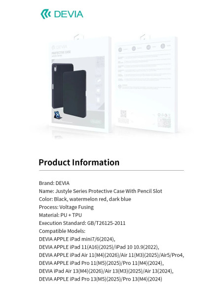 DEVIA FUNDA JUSTYLE IPAD AIR 11"(M4/M3) /AIR 10,9"(4/5) /PRO 11" (4/3/2) NEGRO