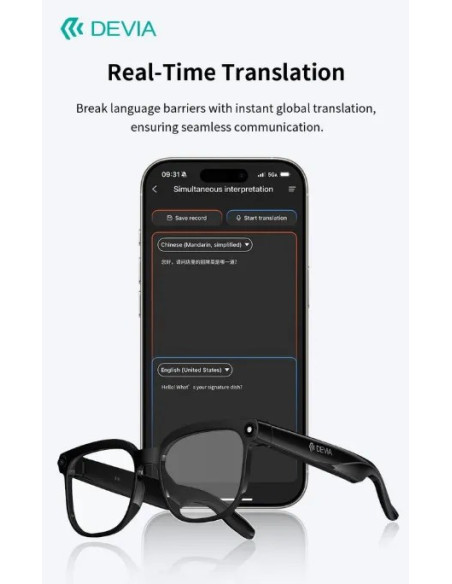 DEVIA GAFAS INTELIGENTES IA ULTRA1 NEGRO