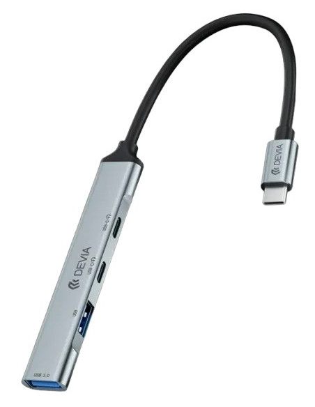 DEVIA HUB 4 EN 1 TIPO C 2xUSB-A 3.0+2xUSB-C