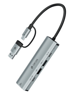 DEVIA HUB DUAL USB+TIPO C 5 EN 1 USBx2/RJ45/USB-Cx2 2