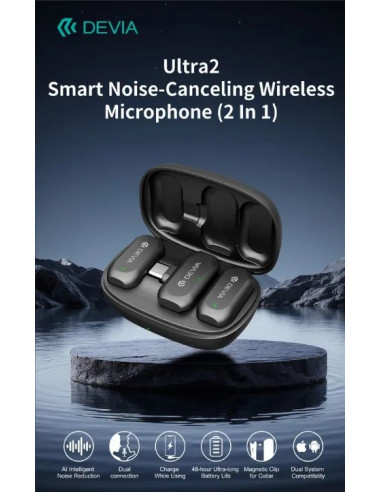DEVIA MICROFONO INALAMBRICO 2 EN 1 TIPO C + ADAPTADOR LIGHTNING