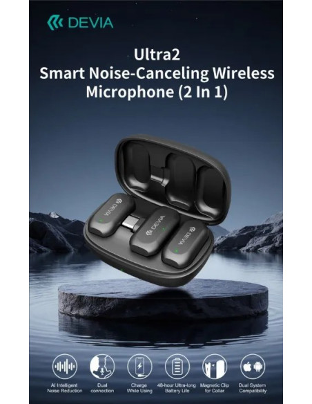 DEVIA MICROFONO INALAMBRICO 2 EN 1 TIPO C + ADAPTADOR LIGHTNING