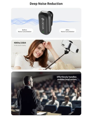 DEVIA MICROFONO INALAMBRICO 2 EN 1 TIPO C + ADAPTADOR LIGHTNING