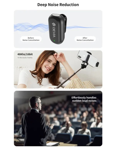 DEVIA MICROFONO INALAMBRICO 2 EN 1 TIPO C + ADAPTADOR LIGHTNING