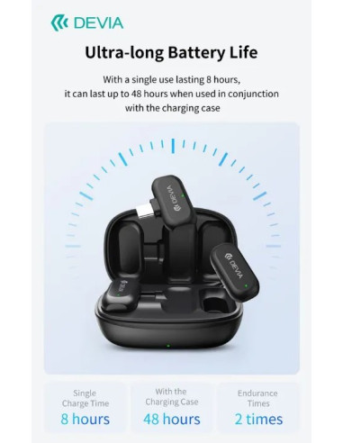 DEVIA MICROFONO INALAMBRICO 2 EN 1 TIPO C + ADAPTADOR LIGHTNING