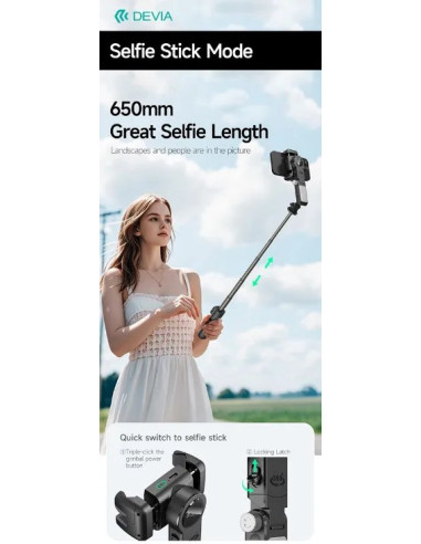DEVIA PALO SELFIE ULTRA 1 FACE TRACKING IA / GIMBALL / MANDO