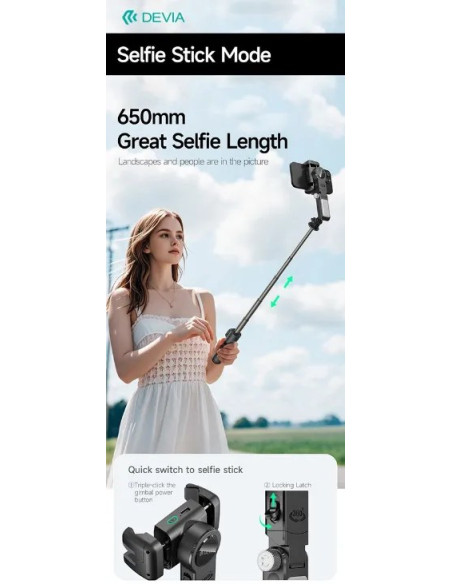 DEVIA PALO SELFIE ULTRA 1 FACE TRACKING IA / GIMBALL / MANDO