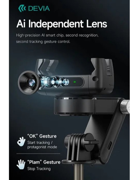 DEVIA PALO SELFIE ULTRA 1 FACE TRACKING IA / GIMBALL / MANDO