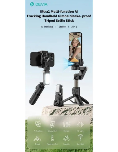 DEVIA PALO SELFIE ULTRA 1 FACE TRACKING IA / GIMBALL / MANDO
