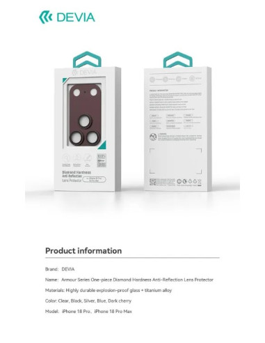 DEVIA PROTECTOR CAMARA IPHONE 18 PRO MAX NEGRO