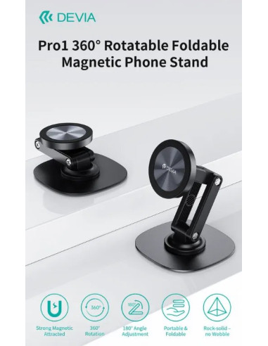 DEVIA SOPORTE PLEGABLE GIRATORIO 360º MAGNÉTICO