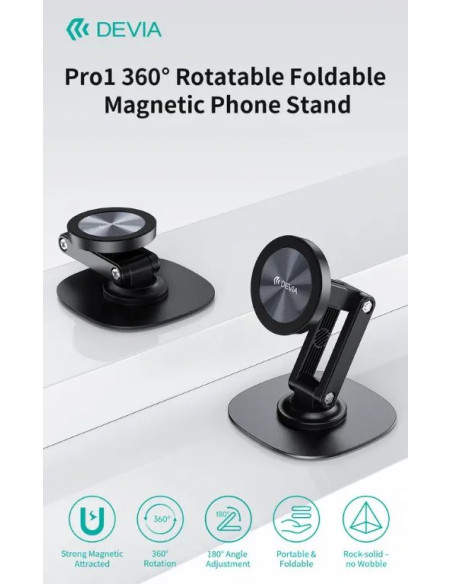 DEVIA SOPORTE PLEGABLE GIRATORIO 360º MAGNÉTICO