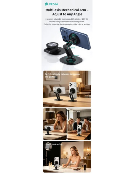 DEVIA SOPORTE PLEGABLE GIRATORIO 360º MAGNÉTICO
