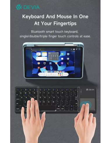 DEVIA TECLADO BLUETOOTH PLEGABLE TOUCHPAD GRIS