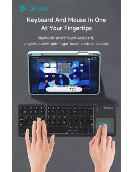 DEVIA TECLADO BLUETOOTH PLEGABLE TOUCHPAD GRIS
