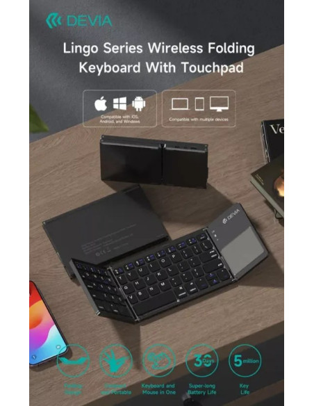 DEVIA TECLADO BLUETOOTH PLEGABLE TOUCHPAD GRIS
