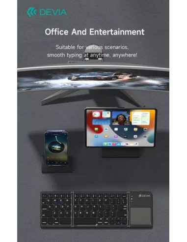 DEVIA TECLADO BLUETOOTH PLEGABLE TOUCHPAD GRIS