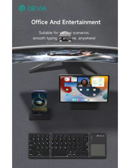 DEVIA TECLADO BLUETOOTH PLEGABLE TOUCHPAD GRIS