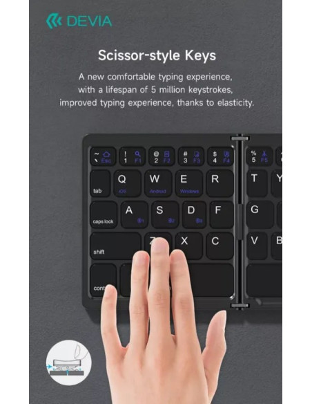 DEVIA TECLADO BLUETOOTH PLEGABLE TOUCHPAD GRIS