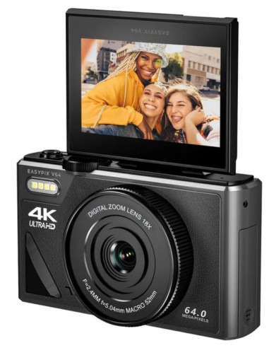 EASYPIX CAMARA V64 FLIP 4K NEGRO
