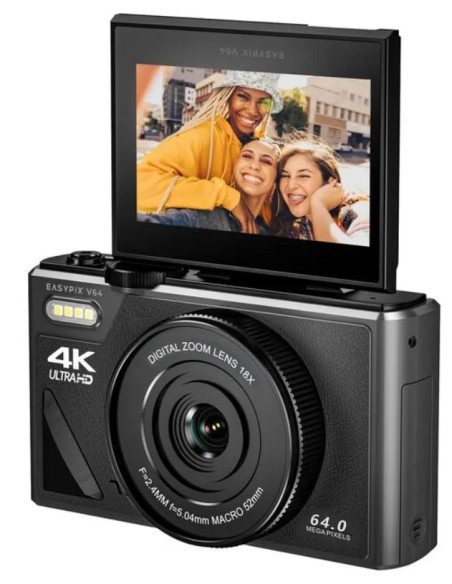 EASYPIX CAMARA V64 FLIP 4K NEGRO