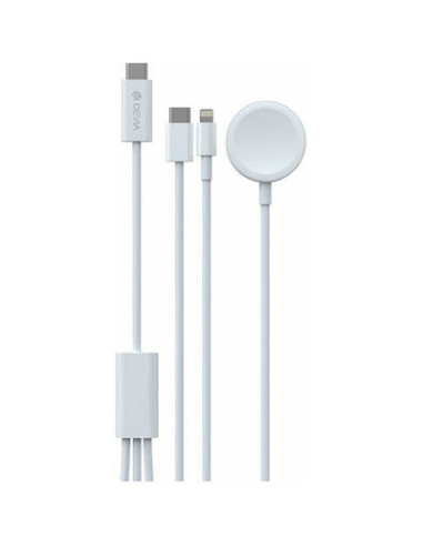 DEVIA CARGADOR 3 EN 1 USB-C/LIGHTNING/APPLE WATCH BLANCO