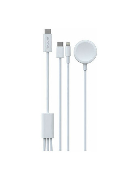 DEVIA CARGADOR 3 EN 1 USB-C/LIGHTNING/APPLE WATCH BLANCO