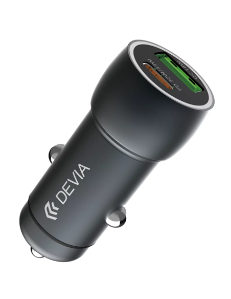 DEVIA CARGADOR COCHE EXTREME 48W (PD30W + QC 3.0 18W) NEGRO