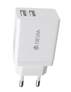 DEVIA CARGADOR DOBLE USB 2.4A CARGA RAPIDA BLANCO