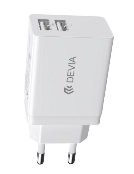 DEVIA CARGADOR DOBLE USB 2.4A CARGA RAPIDA BLANCO